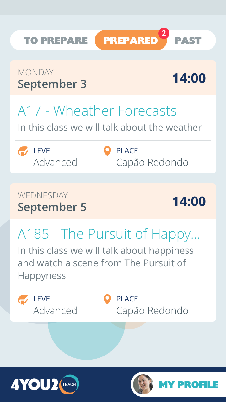 screenshot of the teachers app